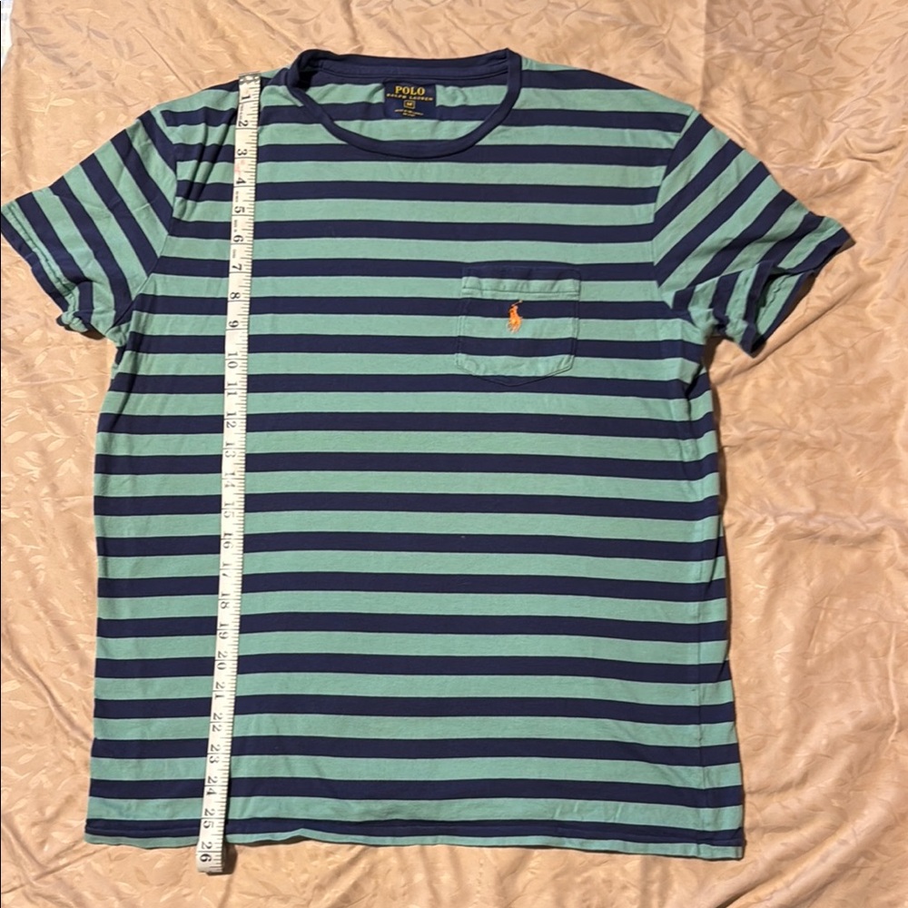 Polo by Ralph Lauren Green and Blue Striped Tee - Picture 2 of 5